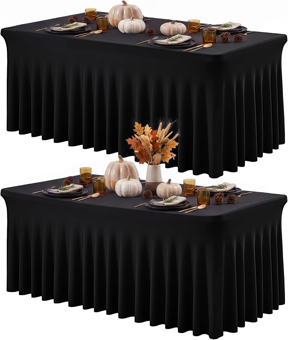 IVAPUPU Spandex 2Pcs Tablecloth, Table Cover Skirt for 6FT Rectangle Tables