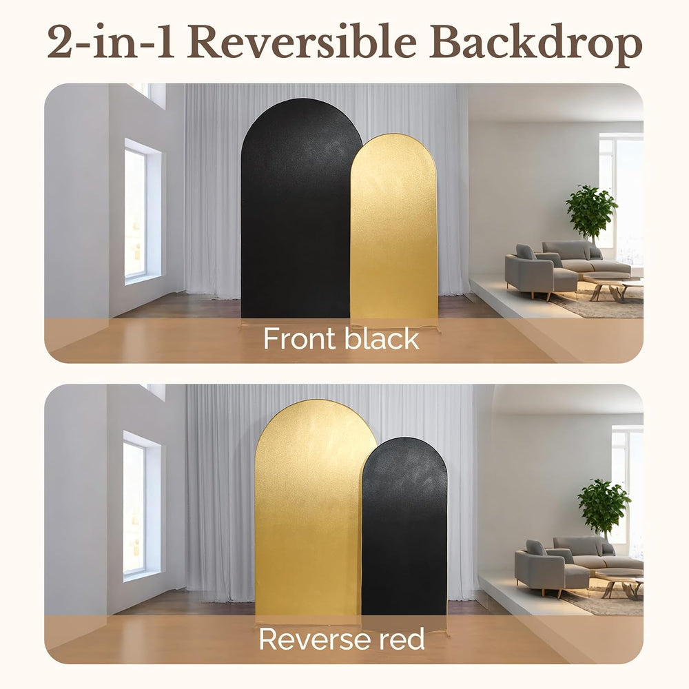 Black Gold Sequin Arch Backdrop Cover Set of 2(6ft/7.2ft), Shimmer Chiara