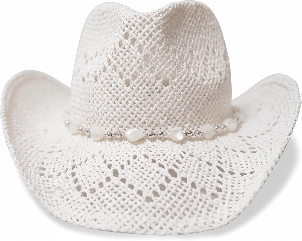 TOVOSO Western Cowgirl Hat, Straw Cowboy Hat for Women with Shapeable Brim, B...