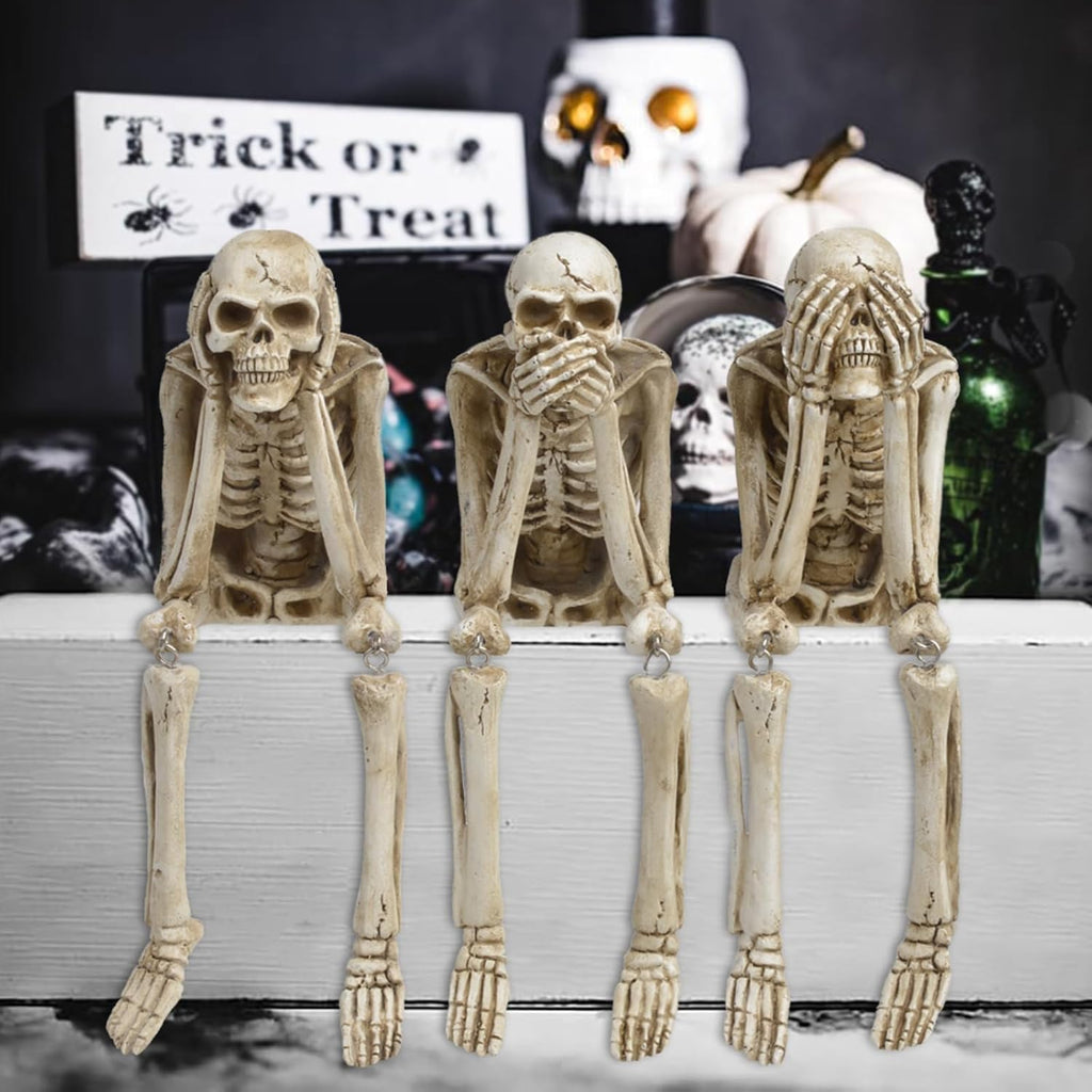 Newman House Studio Skeleton Halloween Decorations Indoor - No Evil Statues