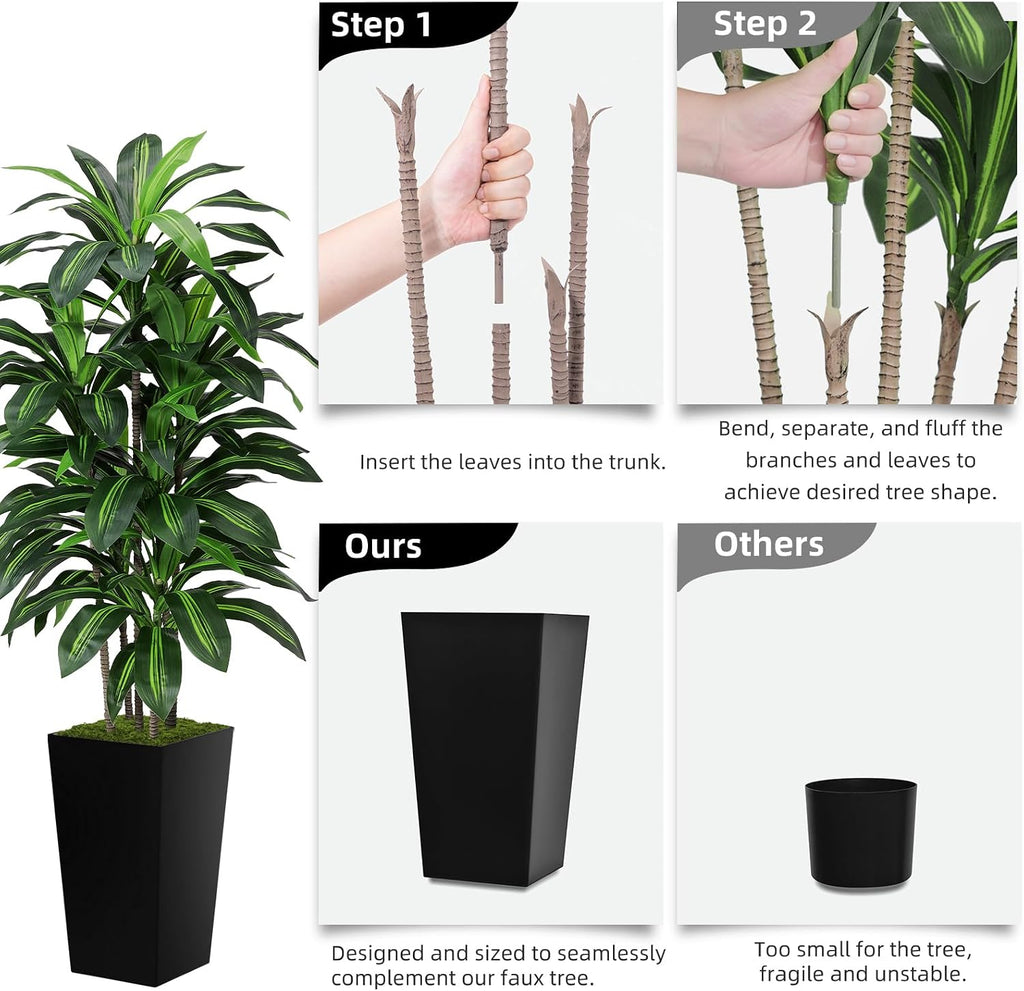 ASTIDY Artificial Plant 5FT Dracaena Fake Tree with Black Tall Planter