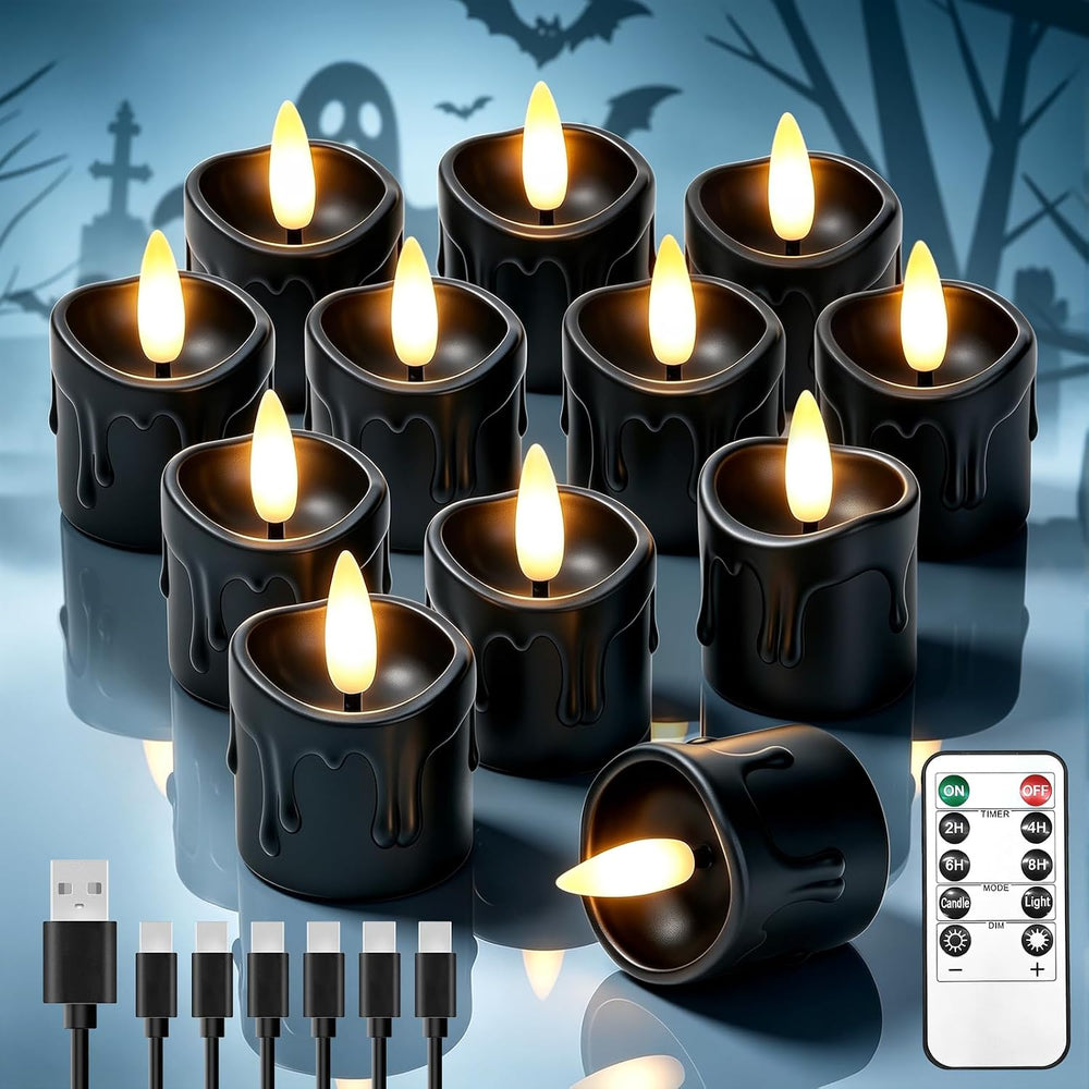 12 Pack Small Rechargeable Flameless Candles with Remote Timer