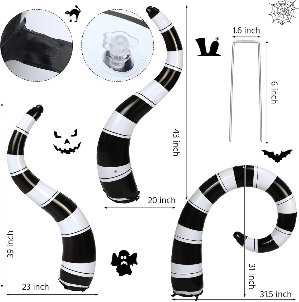 jetec 3 pcs halloween worm inflatable decorations large, close-up detail