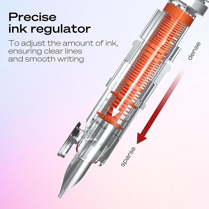 WRITECH Retractable Fountain Pen Set: Black Ink Fine Nib, 5 Refillable Ink Cartridges Included, No Leaking Smooth Writing for Calligraphy Journaling Gift (Pink)