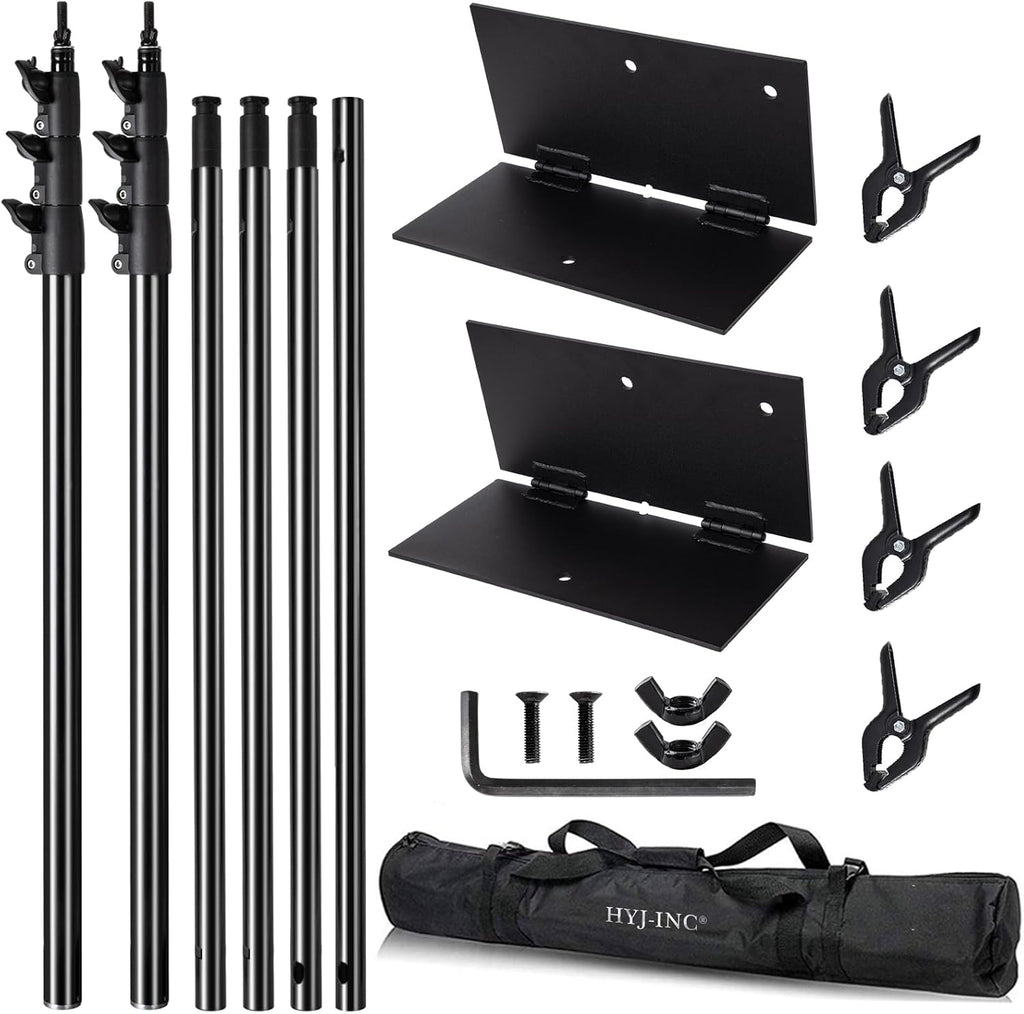 hyj-inc heavy duty backdrop stand pipe and drape shown in use