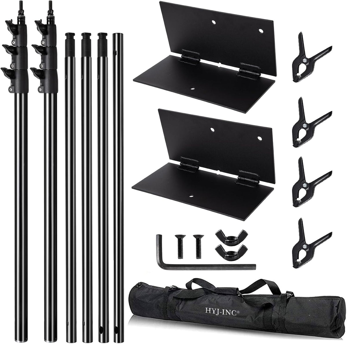 hyj-inc heavy duty backdrop stand pipe and drape shown in use