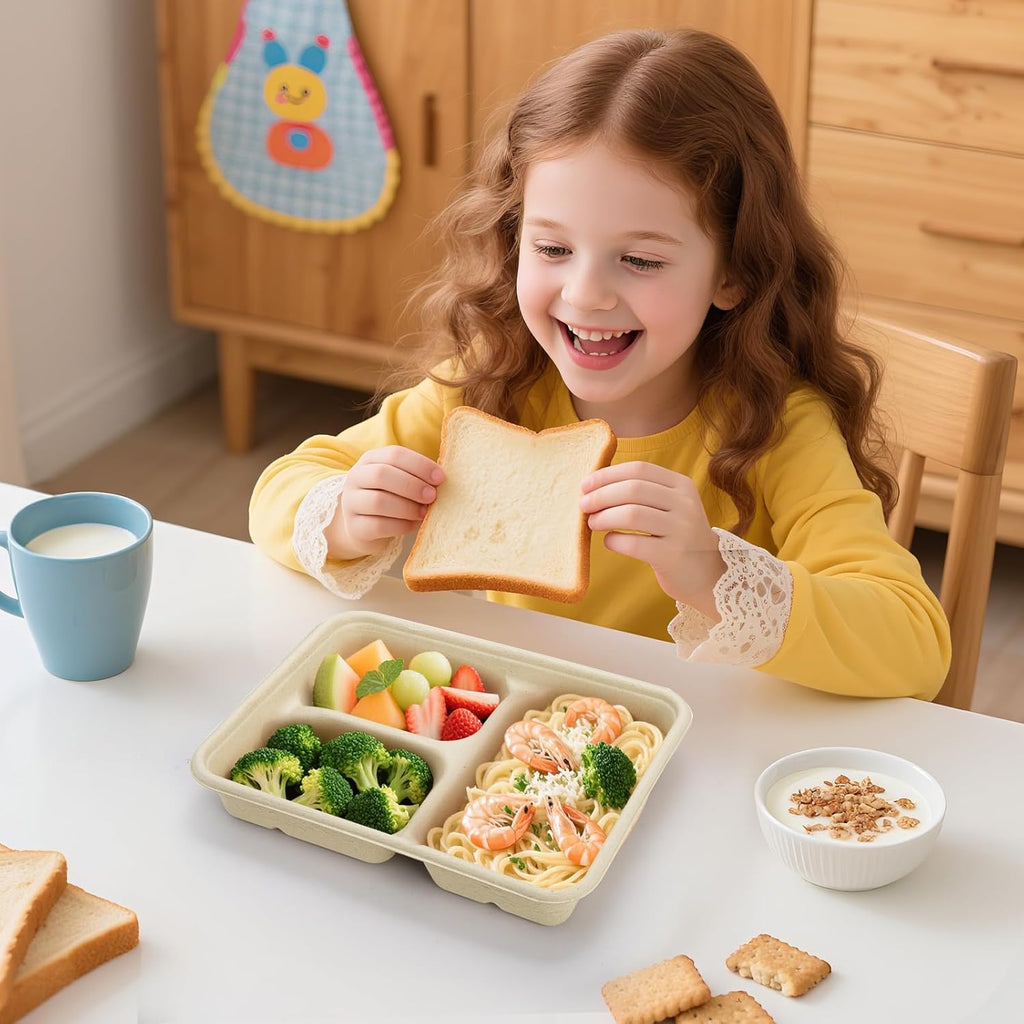 yesland 100 pack compostable paper plates, natural sugarcane, package contents