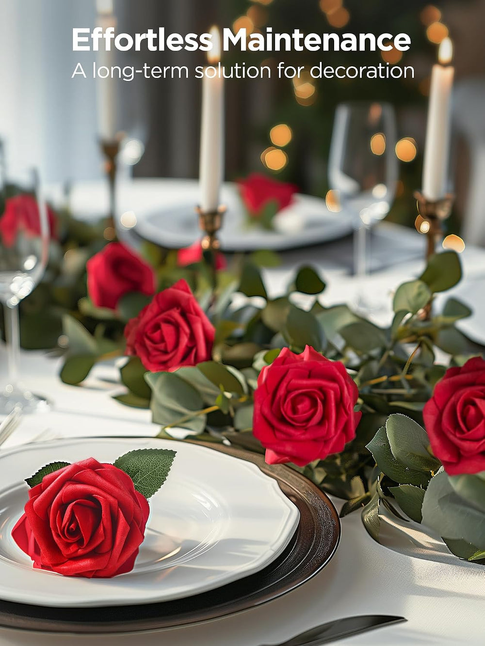 InnoGear Fake Roses 100 Pcs Dark Red Flowers Artificial Faux Foam Floral