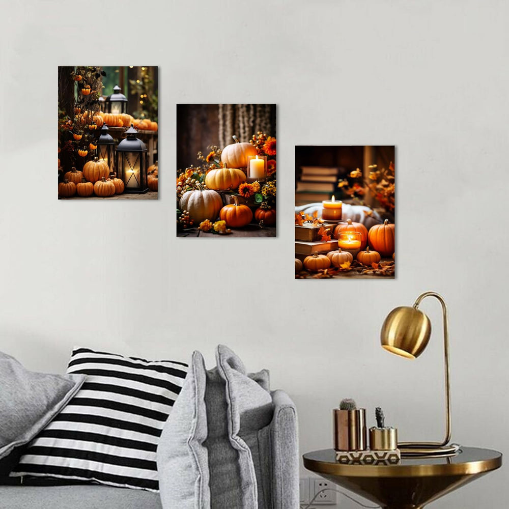 AIYISU Farmhouse Pumpkin Wall Art Fall Kitchen Dining Room Wall Decor Rustic ...