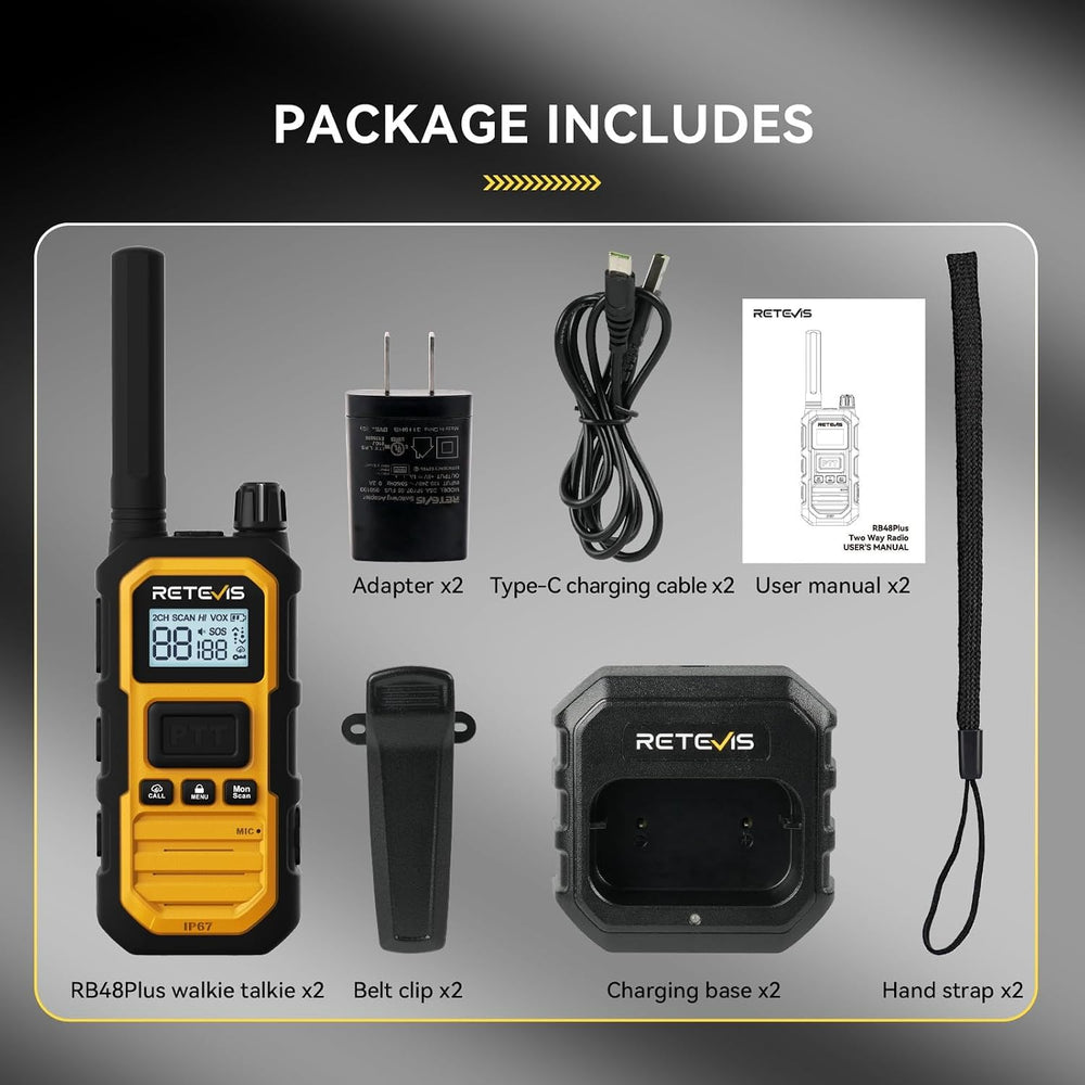 Retevis RB48PLUS GMRS Walkie Talkies Long Range,IP67 Waterproof 2 Way Radio
