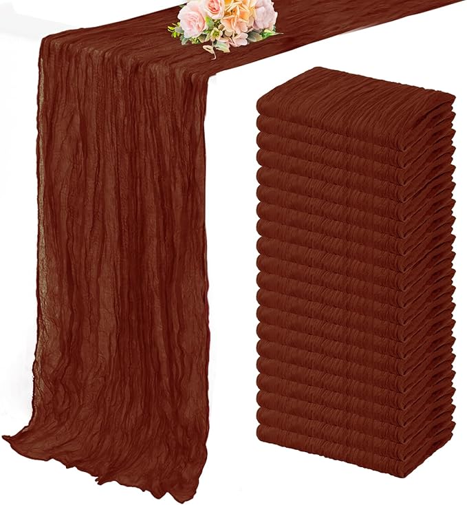 20 Pack Terracotta Cheesecloth Table Runner 10FT Boho Rustic Cheese Cloth Table Runner for Wedding 20 x 120 Inch Long Bridal Shower Baby Shower Gauze Fabric Sheer Birthday Party Table Decorations