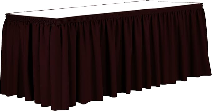 Ultimate Textile Pleat Polyester Fabric Table Skirt - Machine Washable Flame Resistant with Clips for Events, Weddings & Trade Shows, Cut & Sewn in Paterson, NJ - Burgundy, 21' Shirred Pleat