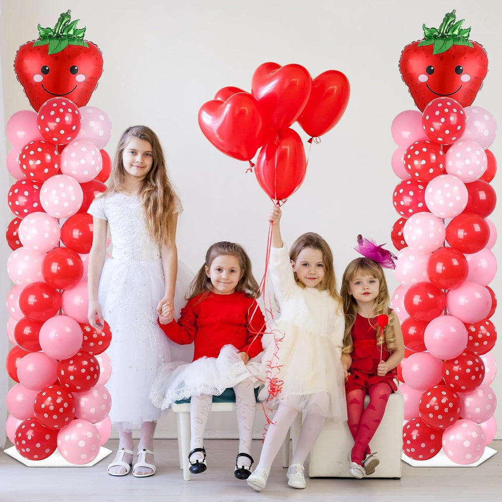 2 Sets Strawberry Balloon Column Stand Adjustable Strawberry Balloon Decor