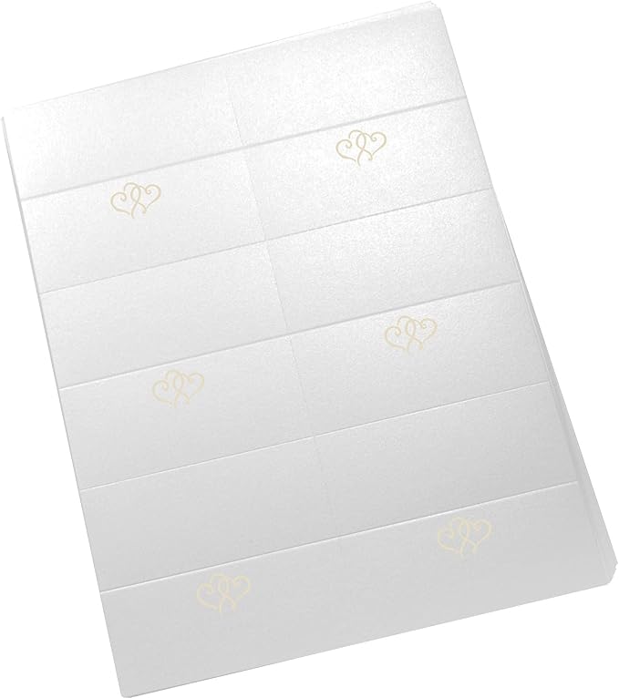 Linked Hearts Printable Place Cards, Ivory (Choose Color), Set of 150 (25 Sheets), Laser & Inkjet Printers - Wedding, Party, Dinner, and Special Events - Made in the USA