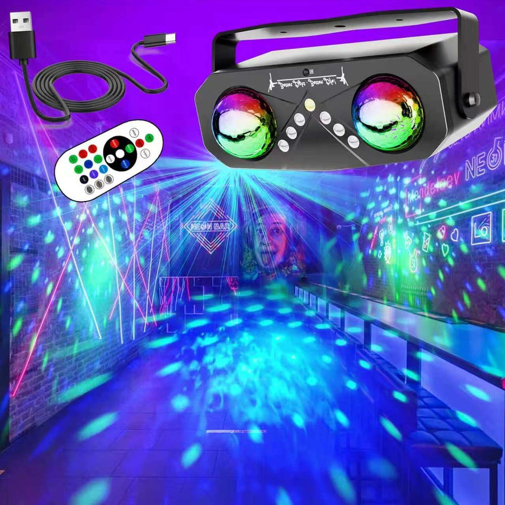 Party Light with Dual RGB Disco Balls and V-Shaped LED Beads