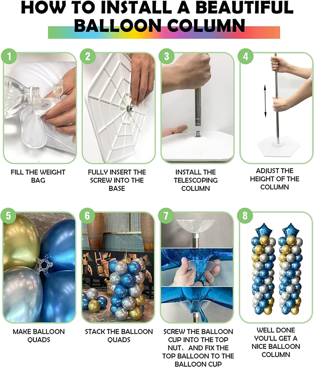 YALLOVE 4-Pack Up to 7-Ft Adjustable Metal Balloon Column Stands