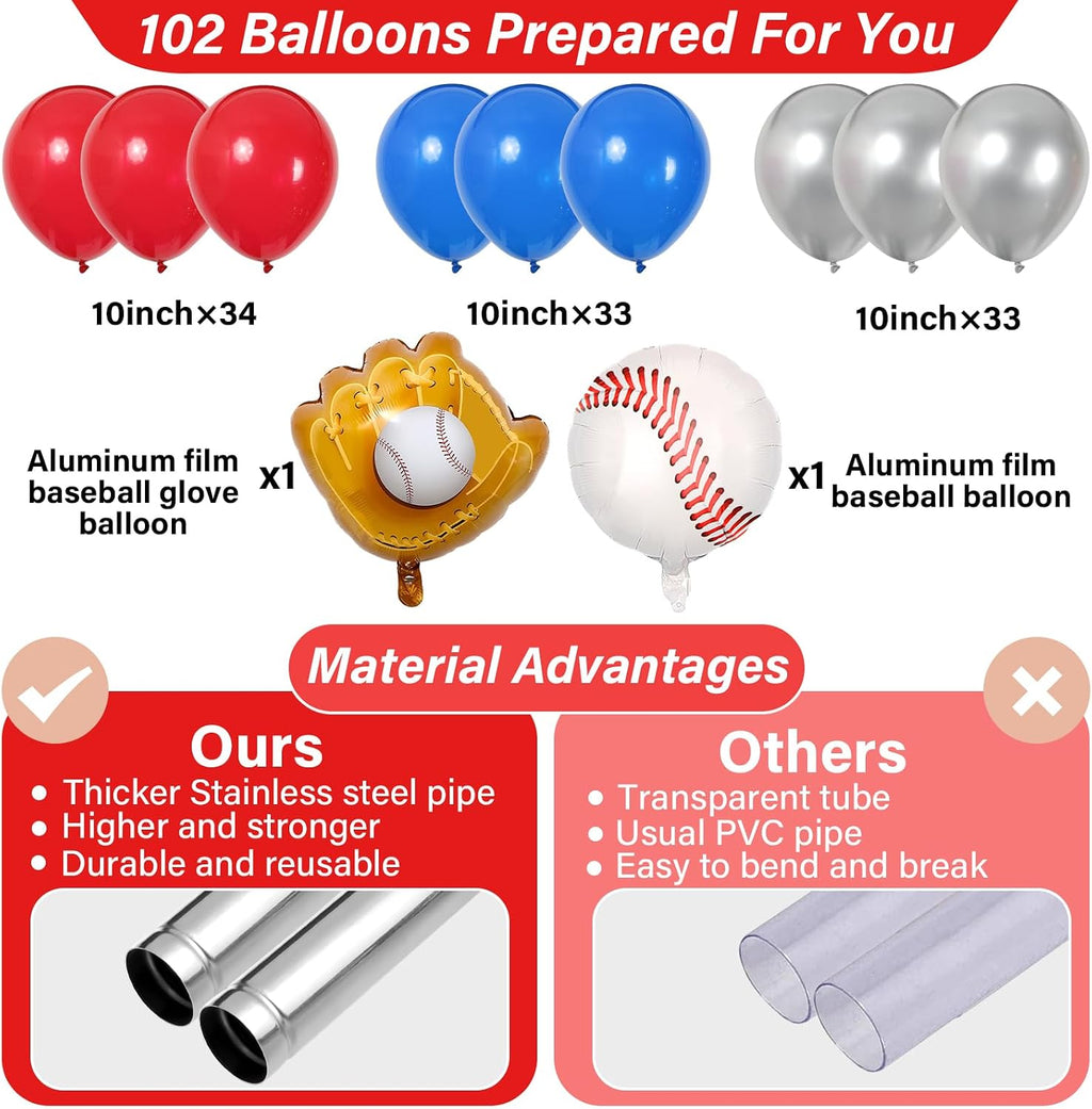 2 Set Baseball Balloon Column Stand Adjustable Baseball Glove Balloon Decor