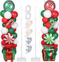 Realspring 132 Pcs Christmas Balloon Column Stand Kit Red Green White
