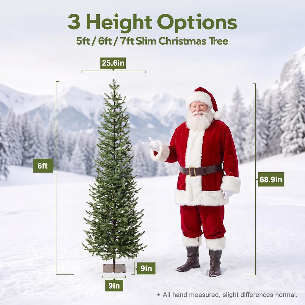 VeriNatural Pencil Slim Christmas Tree 6ft Artificial Xmas Tree, No Lights