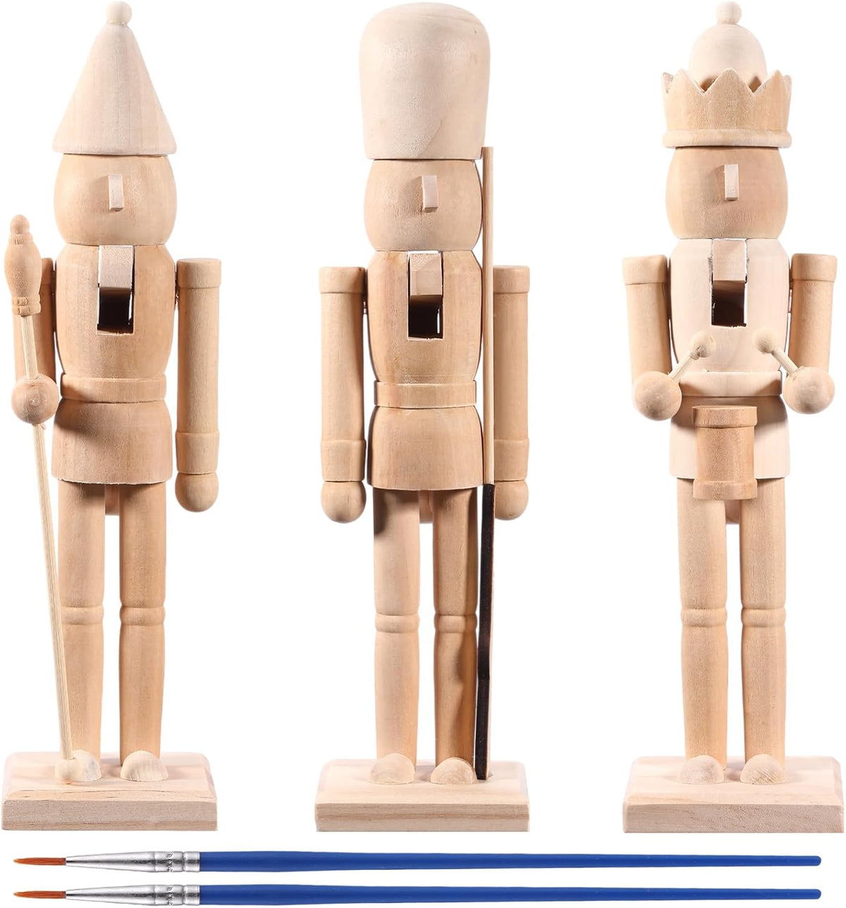 3 Set Large Christmas Wooden Unfinished Nutcracker , DIY Xmas Craft Kit