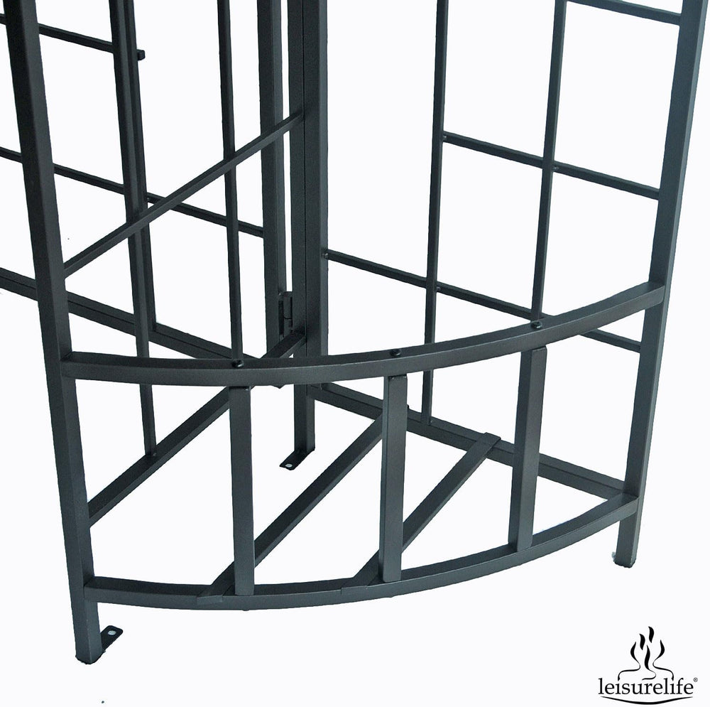 leisurelife Steel Garden Arch Arbor Trellis W/Gate, 7.5 Ft Height