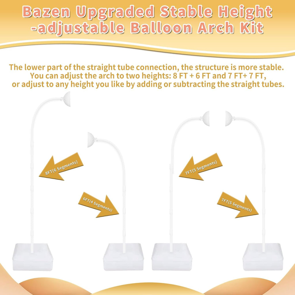 Bazen 2PK 8.2FT & 6FT Balloon Arch Stand White for Wedding Arch