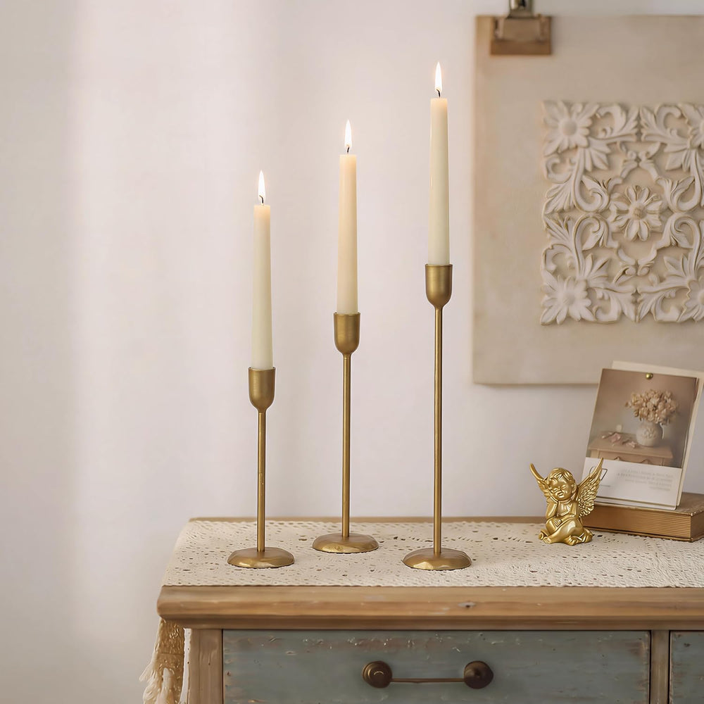 Brass Candlestick Holders Set of 6 - Antique Gold Iron Candle Holders for Chr...