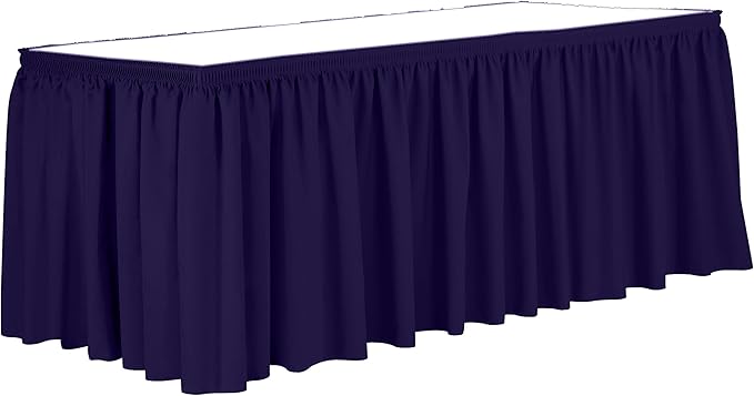 Ultimate Textile Pleat Polyester Fabric Table Skirt - Machine Washable Flame Resistant with Clips for Events, Weddings & Trade Shows, Cut & Sewn in Paterson, NJ - Purple, 14' Shirred Pleat