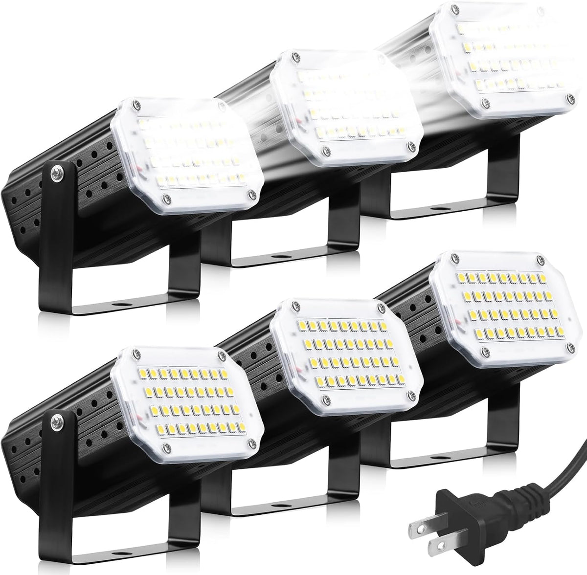 VIHOSE 6 Pack White LED Halloween Strobe Light Mini Strobe Lamp Sound Activated and Flash Speed Control Party Light 36 LED DJ Disco Light for Party Stage Club KTV Karaoke Bar Halloween Decoration