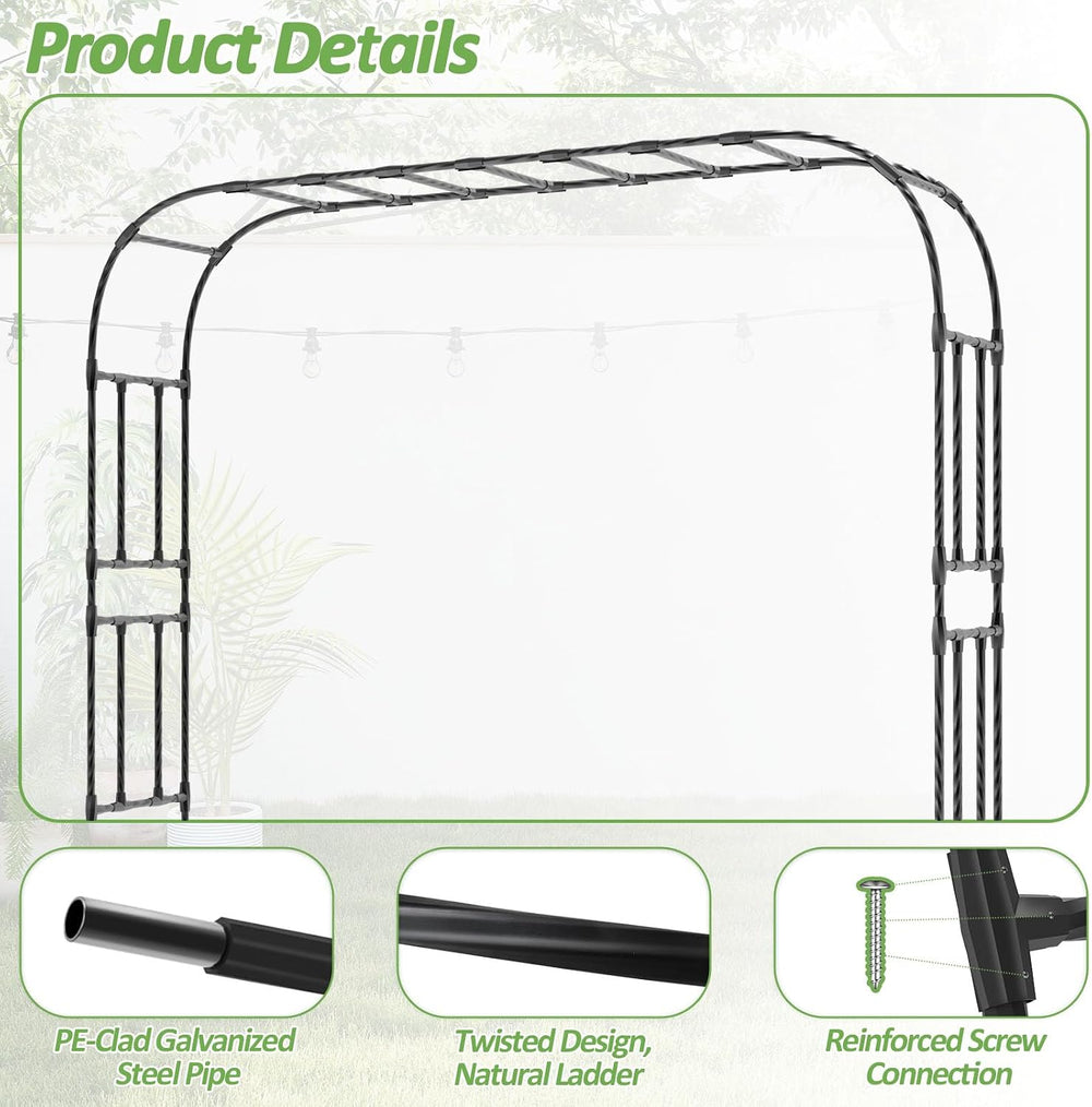 Thickened Metal Garden Arch-126L*94.5"H,Trellis for Climbing Plants Outdoor
