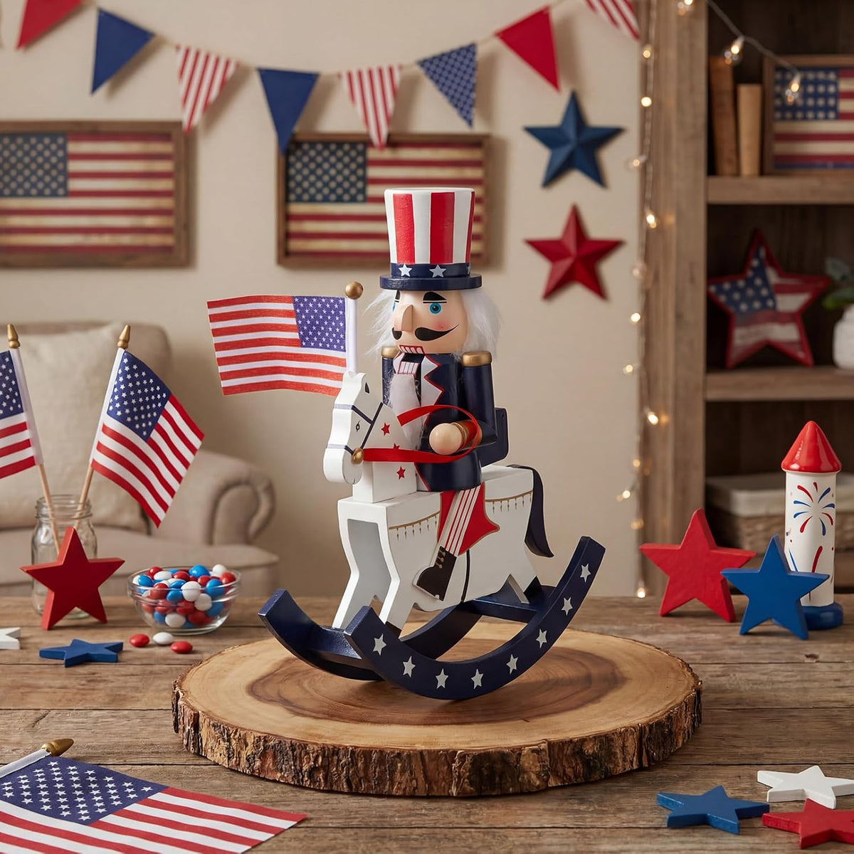 10in Christmas Nutcracker Wooden Nutcracker Figures, Patriotic Style