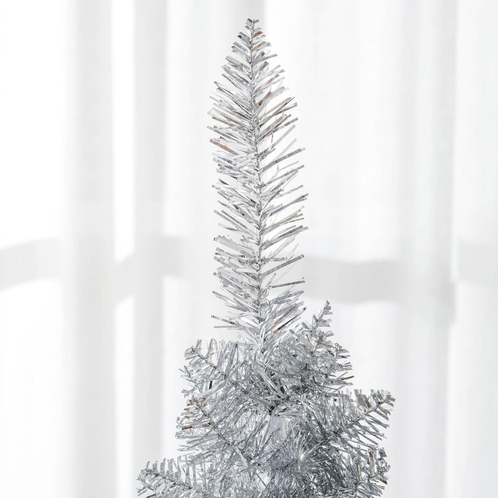 HOMCOM 5' Artificial Pencil Christmas Tree 294 Realistic Branch Tips Silver