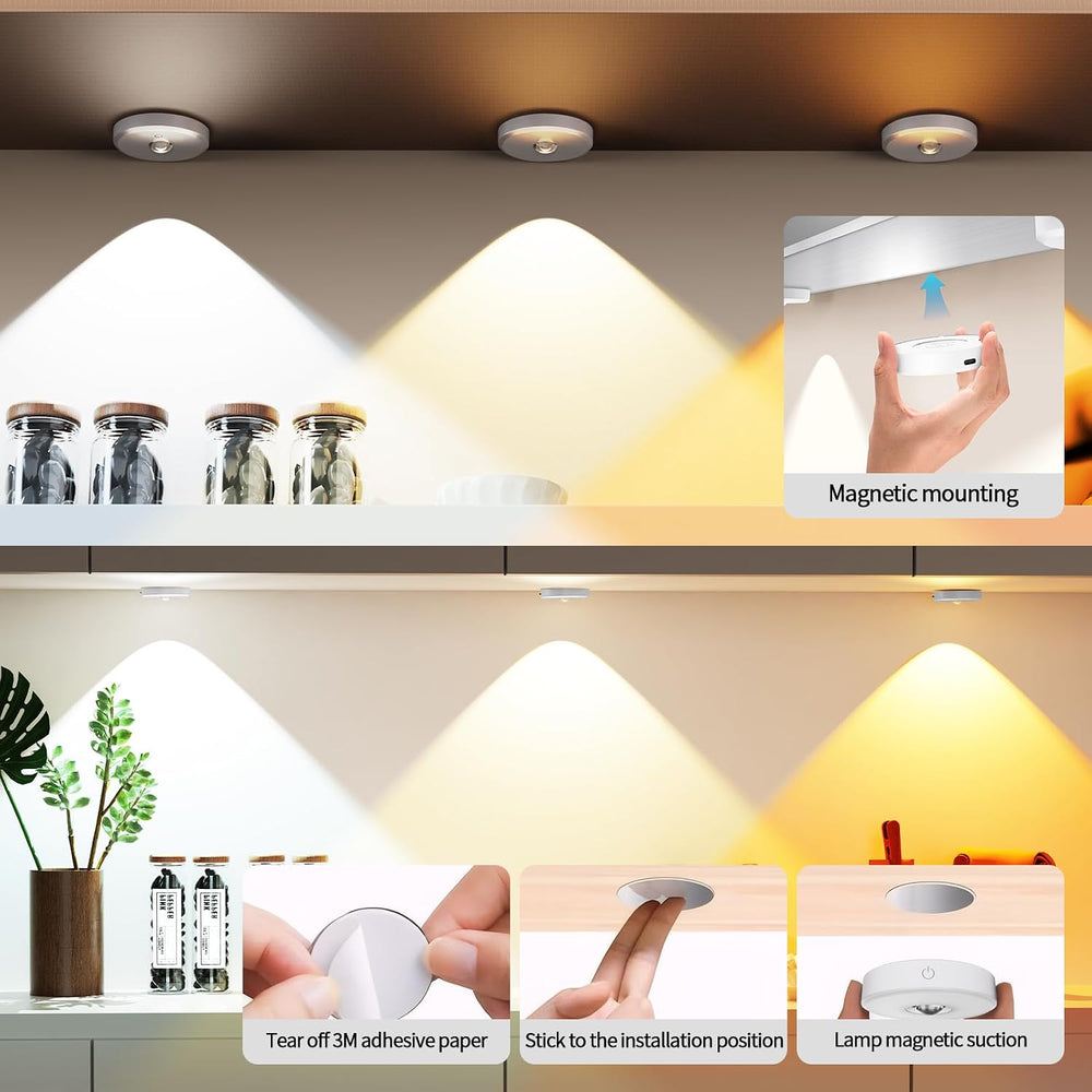 Rechargeable Puck Lights with Remote Control, 12 Color Changing Under Cabinet...