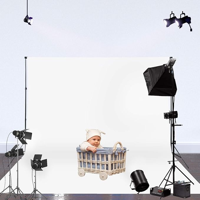 ISSUNTEX 9X15 ft Background Muslin Backdrop, Photo Studio, Collapsible High Density Screen for Video Photography and Television-Black/White