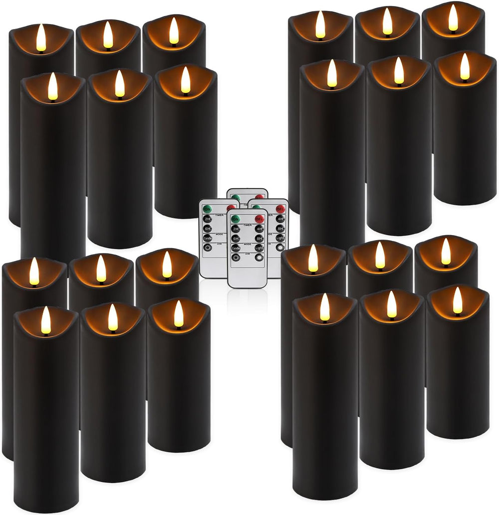 fclayvts Realistic Flameless LED Candle Black Set of 24, Battery Operated wit...
