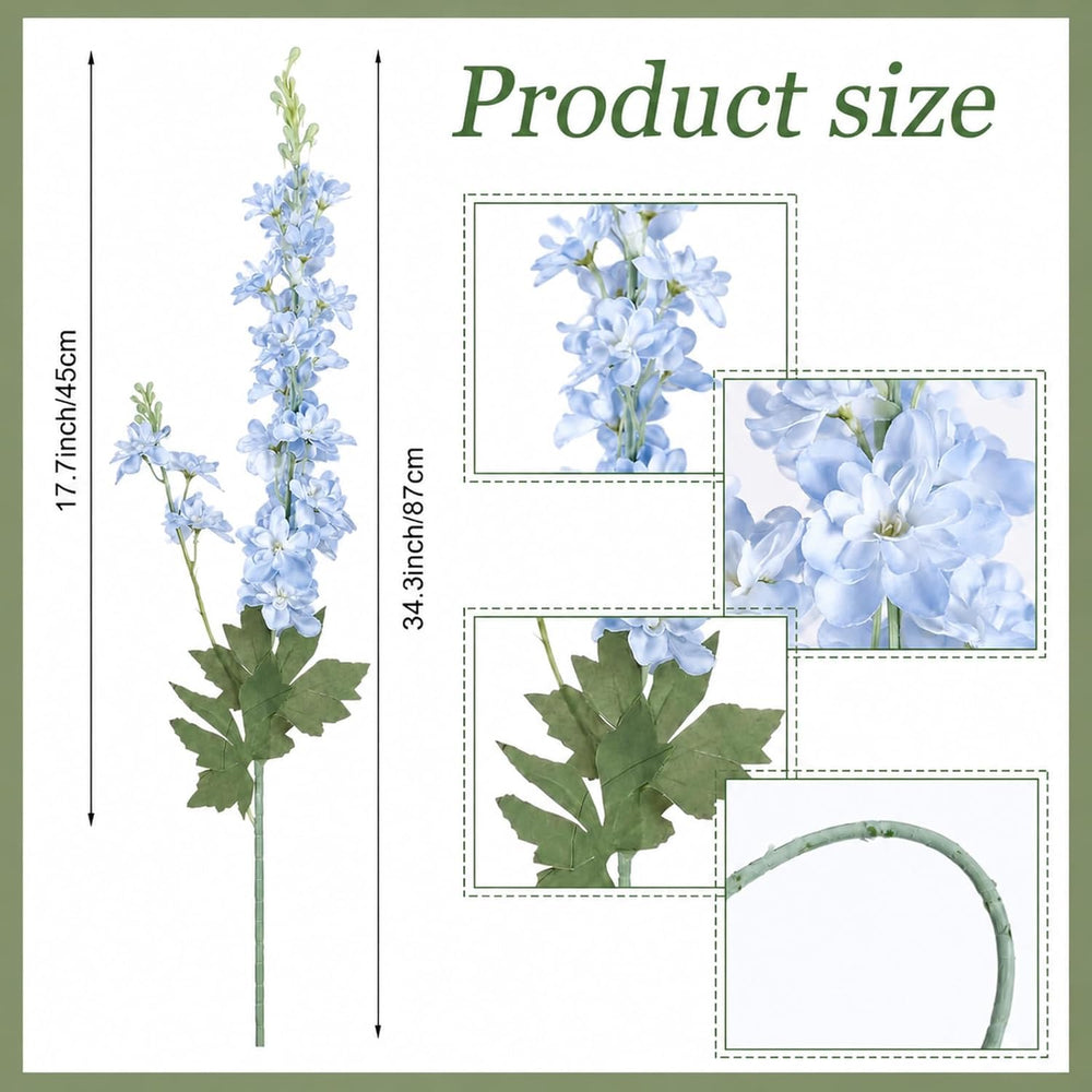 50 Pcs Blue Delphinium Artificial Flower Bulk, 34.25"
