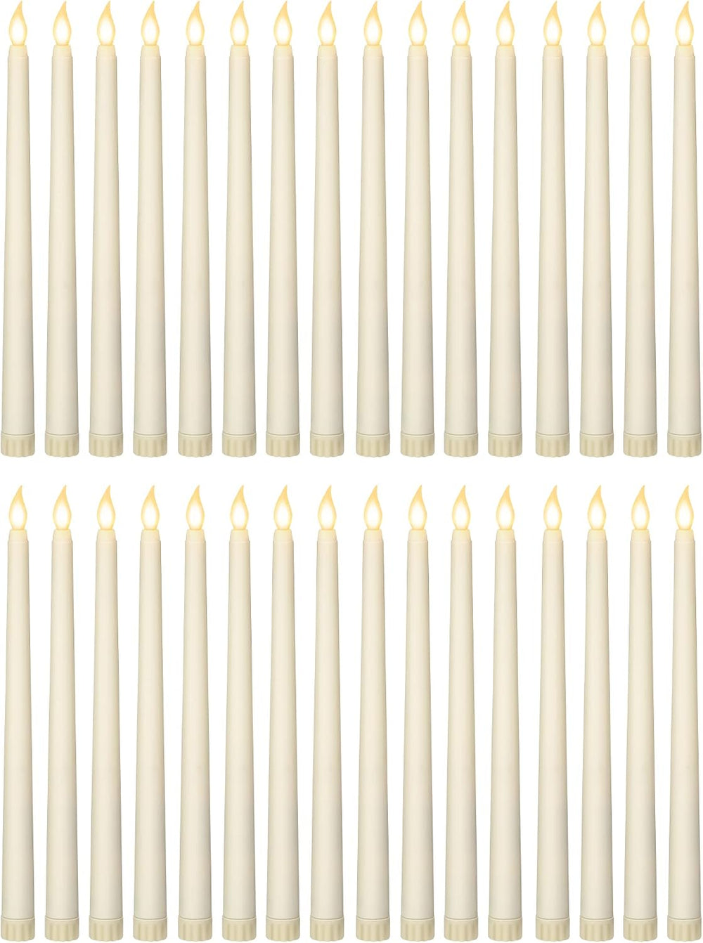 Treela 36 Pcs Flameless Taper Candle, Ivory White, 0.8x11 Inches, Smooth