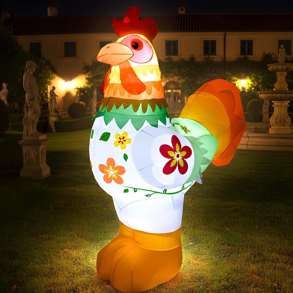 6ft christmas spring farm ranch rooster inflatables cute shown in use