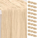 10 Pack Nude Cheesecloth Table Runner 35x120 Inch 10Ft Rustic Gauze Cheese Cloth Table Runner Sheer Cheesecloth Table Runners for Wedding Party Bridal Shower Decoration