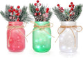 CNVOILA Christmas Centerpiece, Christmas Decor Mason Jars, Mantle Centerpiece Table Decorations, Holiday Table Centerpieces Bulk, Home Mantle Decor, Coffee Table Christmas Decor – 3PC