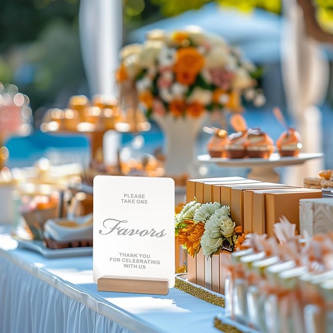 Frosted Blank Acrylic Sign with Wooden Stands - 10 Pack DIY Rectangle Customizable Sign Kit for Wedding Table Numbers, Restaurant Party Bridal Shower (6x8 Inch)