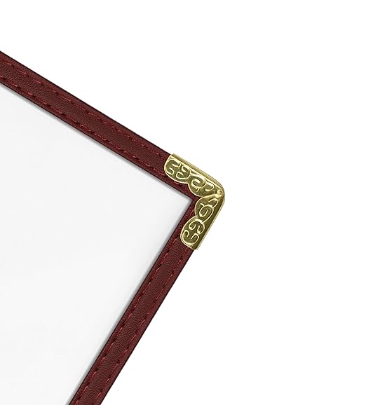 Goodsmart Restaurant Menu Covers – 25 Pack Burgundy 10-View 8.5" x 11" Cafe Menu Holders, Side-Loading Vinyl Covers with Clear Sleeves, Plastic & Leather-Style Menu Covers with Gold Corners