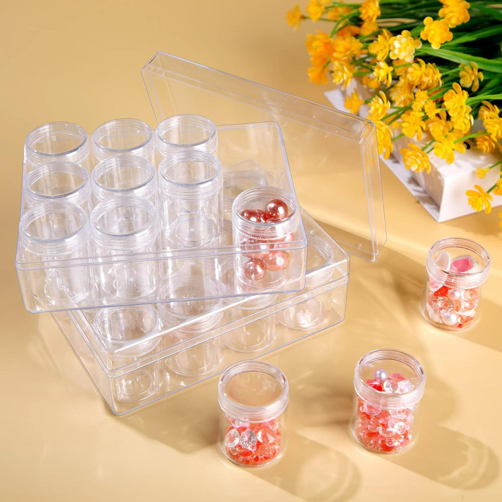 Xinnun 8 Pcs Bead Organizer Clear Diamond Art Storage with Lid, 12 Grids