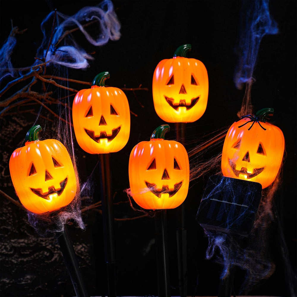 Retisee Halloween Pumpkin Pathway Markers Lights Solar Powered Pathway String...