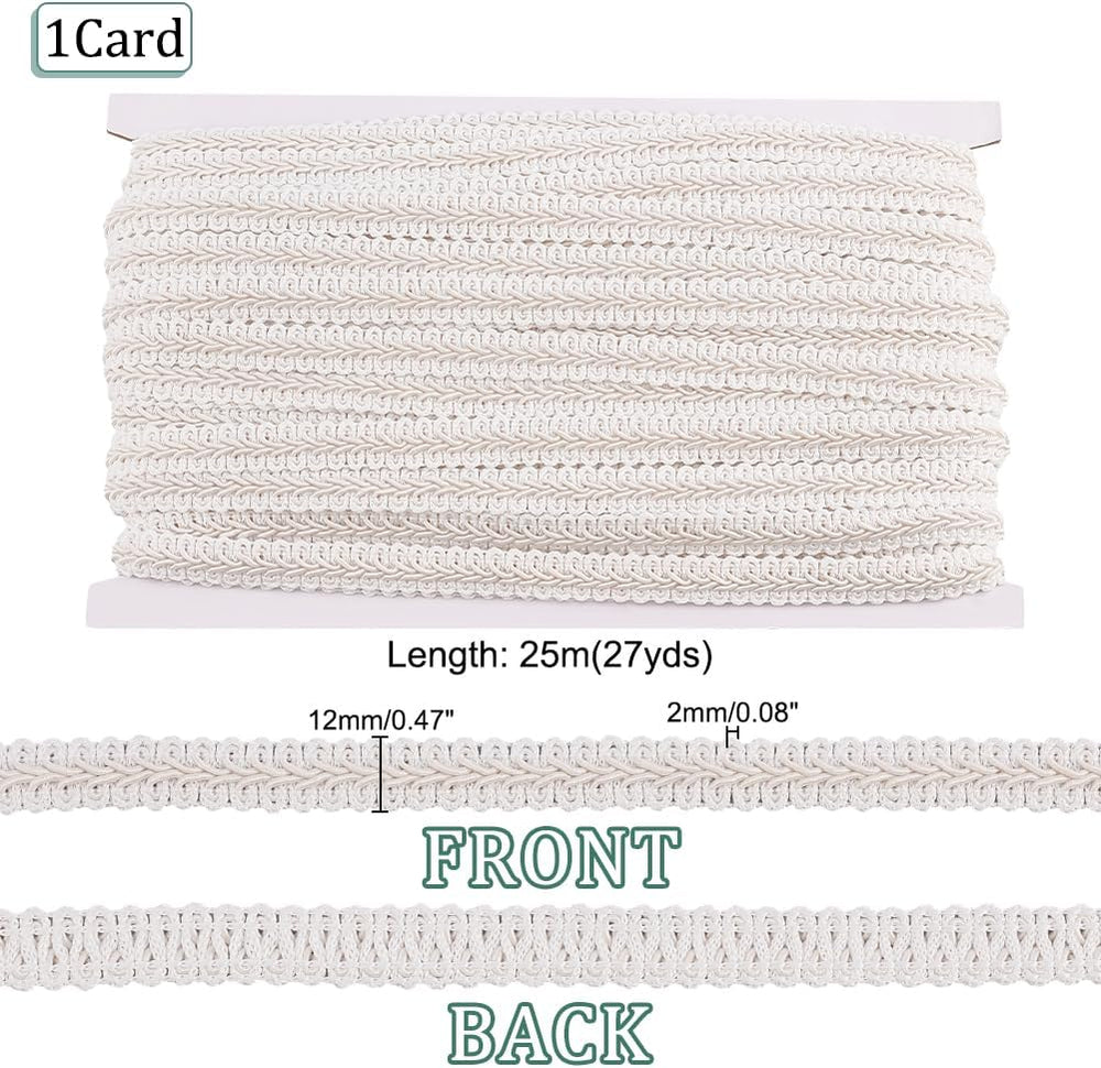PH PandaHall White Gimp Braid Trim 27 Yards 1/2 Inch Polyester Woven Braid Tr...