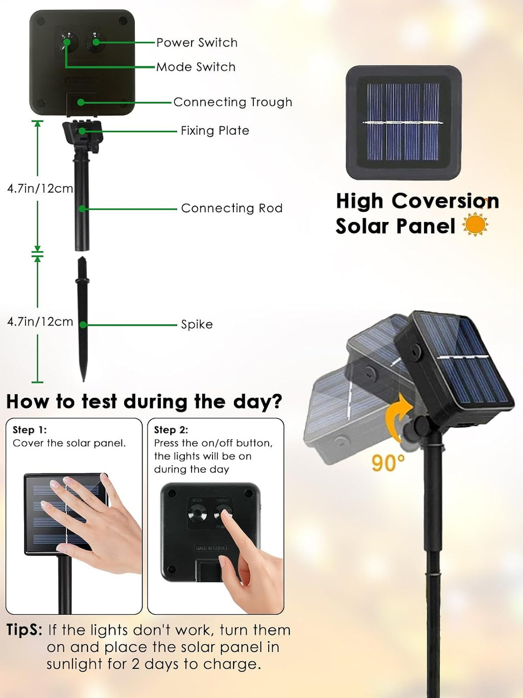 solar christmas lights outdoor 4 pack 152ft 400led, package contents