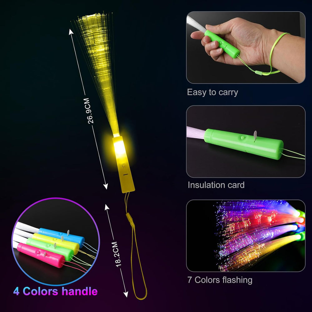 50 Pack LED Fiber Optic Wands, Multicolor Light Up Party Supplies