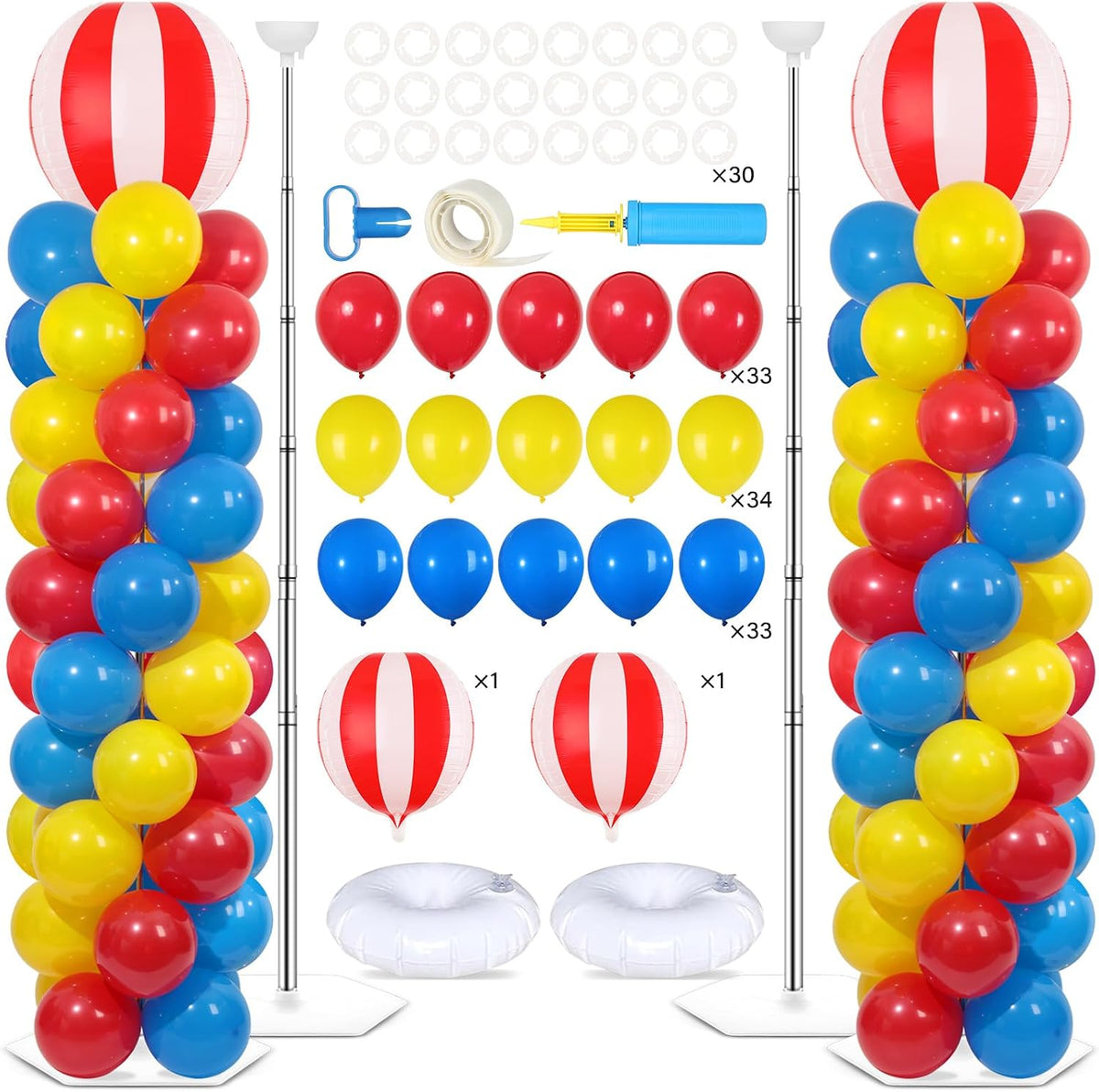 2 Sets Carnival Circus Balloon Column Stand Kit Adjustable Balloon Decor