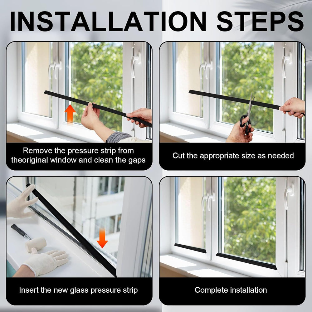 10 Pack 72" Vinyl Snap in Window Glazing Bead, Black