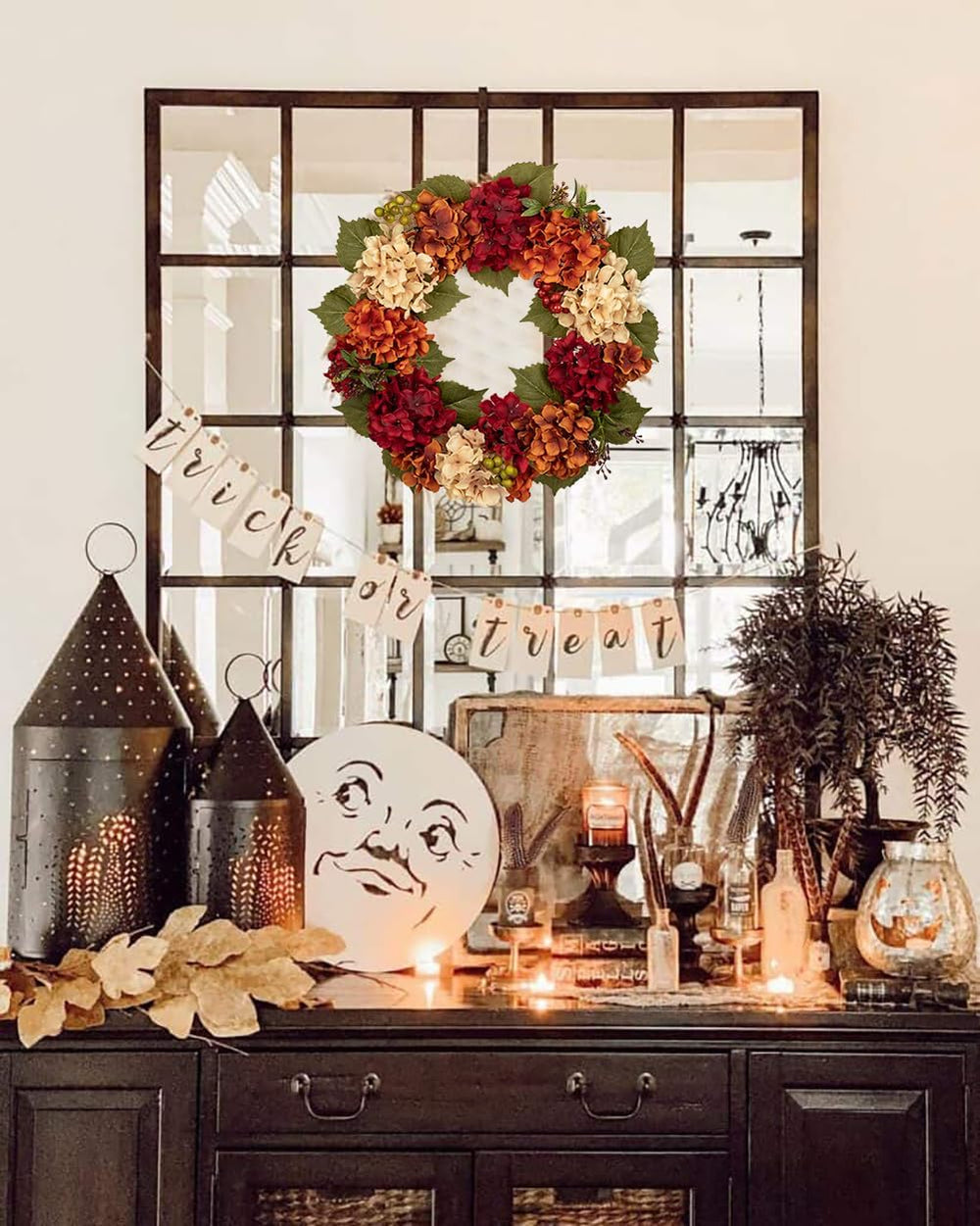 Fall Wreaths for Front Door 20 inch Autumn Wreath with Hydrangeas Berries